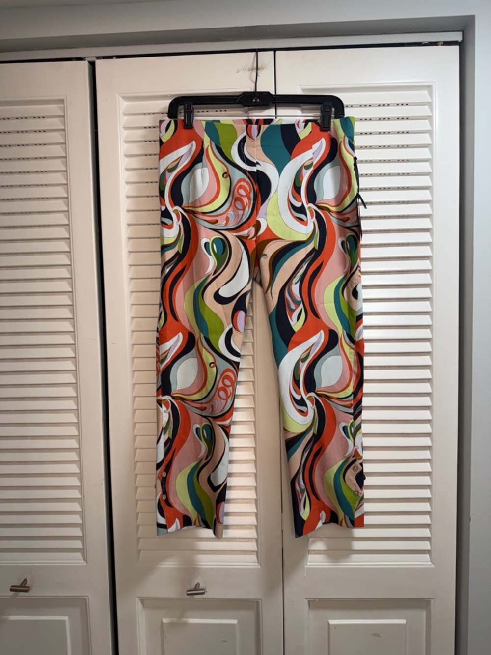 Insight Multicolor Swirl Print Capris - Green, Orange, Teal, Cream, Black